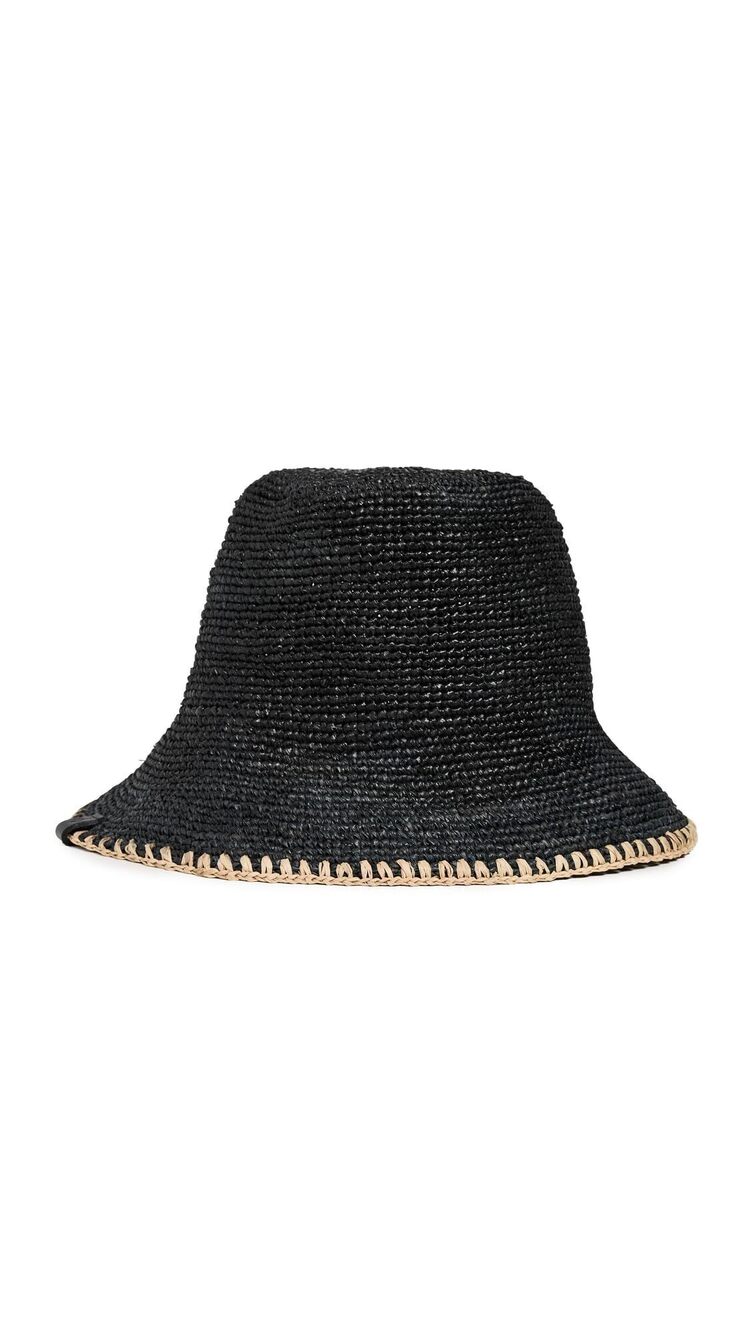 4802 Jade Whipstitch Rollable Hat, Black, M-L